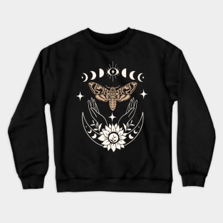 Mystical Moth Celestial Moon phase Crewneck Sweatshirt